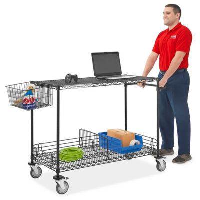 Rubbermaid® Service Cart - 41 x 20 x 38, Black H-1852BL - Uline