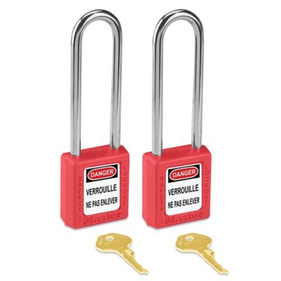 Master Lock<sup><small>MD</small></sup> – Cadenas pour cadenassage – Arceau de 3 po, clés différentes