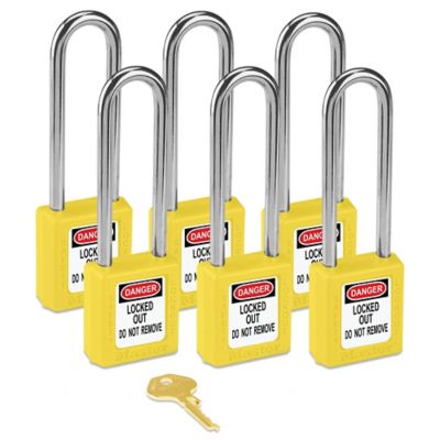 Master Lock® Lockout Padlock - Keyed Alike, 3 Shackle, Yellow