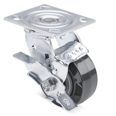 Heavy Duty Polyurethane Caster - Swivel with Brake, 4 x 2" H-6612SWB