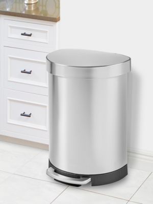 simplehuman® Step-On Stainless Steel Trash Can - Half-Round, 16 Gallon