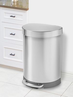 SIMPLEHUMAN® Step-On Stainless Steel Trash Can - Half-Round, 16
