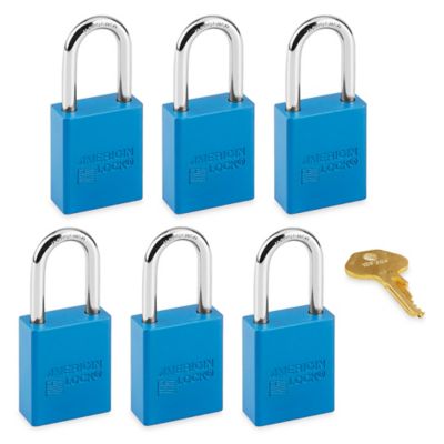 Aluminum Lockout Padlocks - Set of 6 Keyed Alike, Blue H-6698BLU
