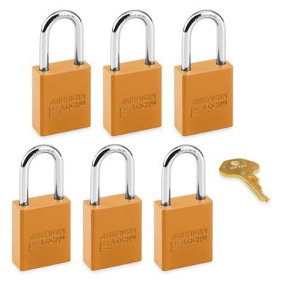 Aluminum Lockout Padlocks - Set of 6 Keyed Alike, Orange H-6698O