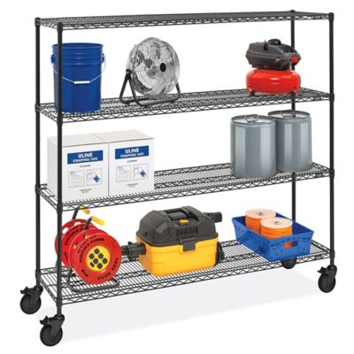 Black Mobile Shelving - 72 x 18 x 69", Black Casters H-6711BL-BL
