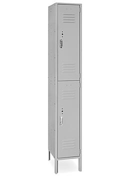 Uline Double Tier Lockers - 1 Wide, Unassembled, 12" Wide, 18" Deep, Gray H-6743GR
