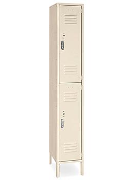 Uline Double Tier Lockers - 1 Wide, Unassembled, 12" Wide, 18" Deep, Tan H-6743T