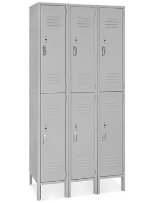 Uline Double Tier Lockers - 3 Wide, Unassembled, 45" Wide, 18" Deep