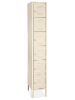 Uline Six Tier Lockers - 1 Wide, Unassembled, 12" Wide, 18" Deep, Tan H-6745T