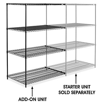 Black Wire Shelving Add-On Unit - 48 x 30 x 72" H-6748-72A