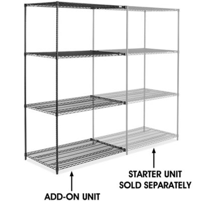 Black Wire Shelving Add-On Unit - 48 x 30 x 86" H-6748-86A