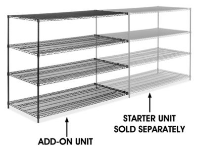 Black Wire Shelving Add-On Unit - 72 x 30 x 54" H-6750-54A