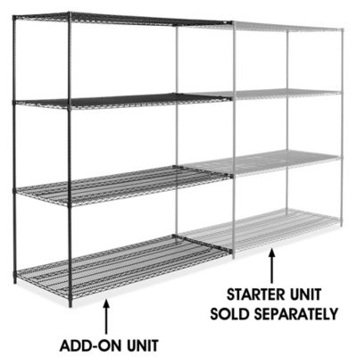 Black Wire Shelving Add-On Unit - 72 x 30 x 86" H-6750-86A