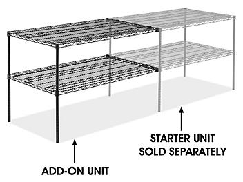Add-On Unit for Two-Shelf Wire Shelving - 48 x 30 x 34", Black H-6760-34ABL