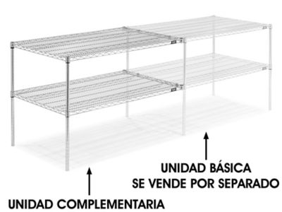 Unidad Complementaria para Estantería de Alambre de Dos Repisas - 48 x 30 x 34", H-6760-34AC Cromada