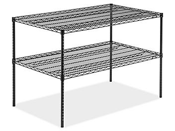 Two-Shelf Wire Shelving Unit - 48 x 30 x 34", Black H-6760-34BL