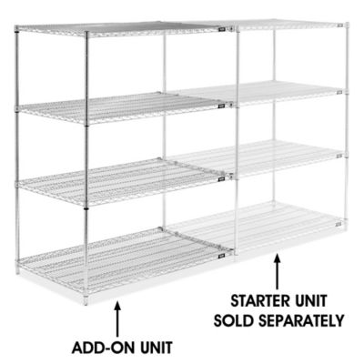 Chrome Wire Shelving Add-On Unit - 48 x 30 x 63" H-6760-63A