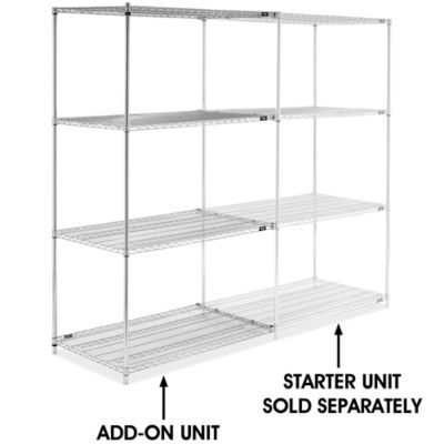 Chrome Wire Shelving Add-On Unit - 48 x 30 x 86" H-6760-86A