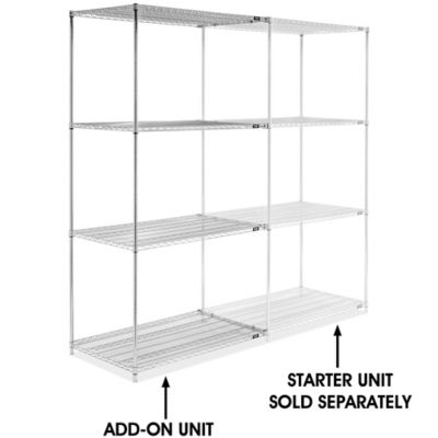 Chrome Wire Shelving Add-On Unit - 48 x 30 x 96" H-6760-96A
