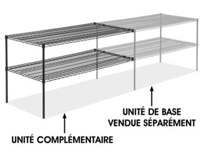 Add-On Unit for Two-Shelf Wire Shelving - 60 x 30 x 34", Black H-6761-34ABL