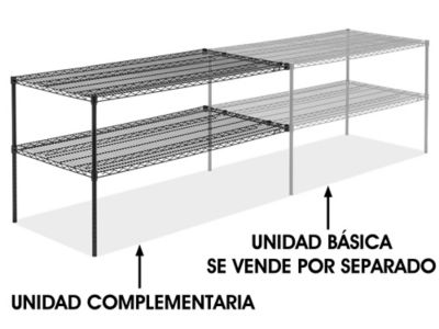 Unidad Complementaria para Estantería de Alambre de Dos Repisas - 60 x 30 x 34", Negro H-6761-34ABL