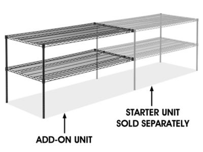 Add-On Unit for Two-Shelf Wire Shelving - 60 x 30 x 34", Black H-6761-34ABL