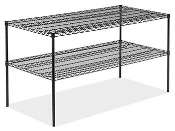 Two-Shelf Wire Shelving Unit - 60 x 30 x 34", Black H-6761-34BL