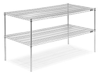 Two-Shelf Wire Shelving Unit - 60 x 30 x 34", Chrome H-6761-34C