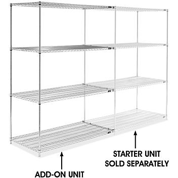Chrome Wire Shelving Add-On Unit - 60 x 30 x 86" H-6761-86A