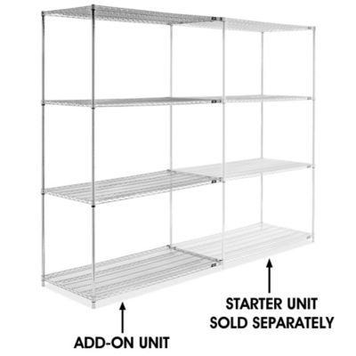 Chrome Wire Shelving Add-On Unit - 60 x 30 x 96" H-6761-96A