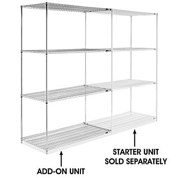 Chrome Wire Shelving Add-On Unit - 60 x 30 x 96" H-6761-96A