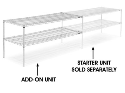 Add-On Unit for Two-Shelf Wire Shelving - 72 x 30 x 34", Chrome h-6762-34ac