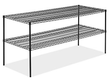 Two-Shelf Wire Shelving Unit - 72 x 30 x 34", Black H-6762-34BL