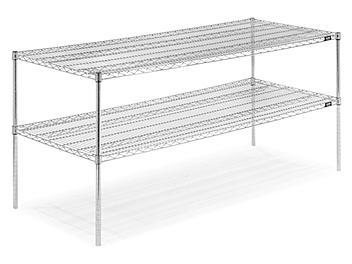 Two-Shelf Wire Shelving Unit - 72 x 30 x 34", Chrome H-6762-34C