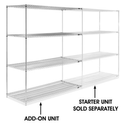 Chrome Wire Shelving Add-On Unit - 72 x 30 x 86" H-6762-86A