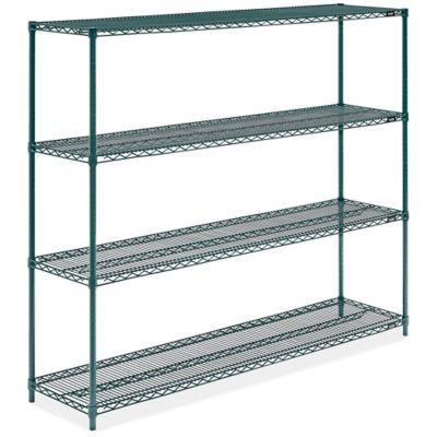 Epoxy Wire Shelving Unit - 72 x 18 x 63", Green H-6766G