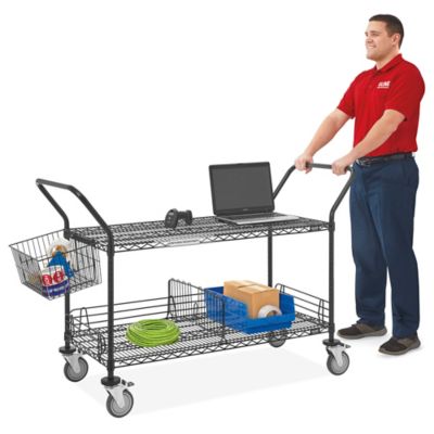 Black Heavy-Duty Wire Cart - 36 x 18 x 41 H-6785 - Uline