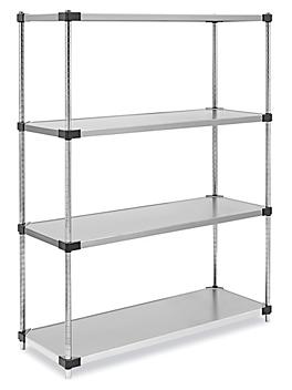 Solid Stainless Steel Shelving - 48 x 18 x 63" H-6814