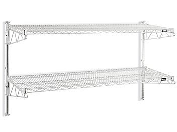 Stainless Steel Wall-Mount Wire Shelving - 60 x 18 x 34" H-6829