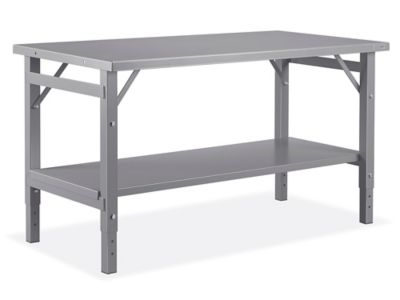 Mesa de Trabajo de Acero Inoxidable de Altura Ajustable con Repisa Inferior  - 60 x 30 H-9649 - Uline