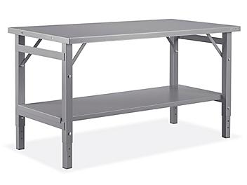 Steel Assembly Table with Bottom Shelf - 60 x 30" H-6833S