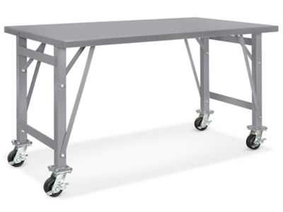 Table d'assemblage mobile en acier – 60 x 30 po, sans tablette inférieure