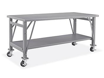 Mobile Steel Assembly Table with Bottom Shelf - 72 x 30" H-6836S