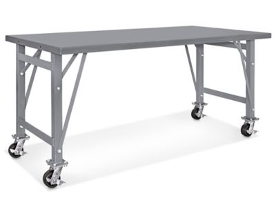 Table d'assemblage mobile en acier – 72 x 30 po, sans tablette inférieure