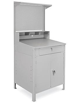 Deluxe Cabinet Shop Desk with Pegboard Panel H-6867