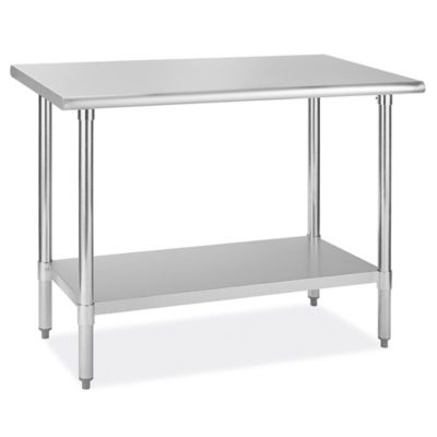 Standard Stainless Steel Worktable with Bottom Shelf - 48 x 24" H-6910