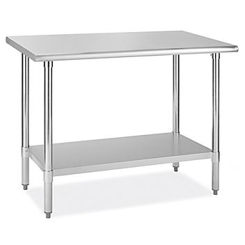 Standard Stainless Steel Worktable with Bottom Shelf - 48 x 24" H-6910