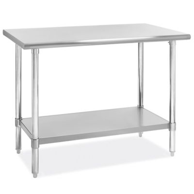 Mesa de Trabajo de Acero Inoxidable de Alta Calidad con Repisa Inferior -  48 x 24 H-6913 - Uline