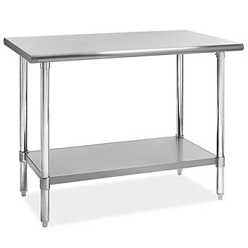 Deluxe Stainless Steel Worktable with Bottom Shelf - 48 x 24" H-6913