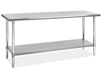 Deluxe Stainless Steel Worktable with Bottom Shelf - 72 x 24" H-6915